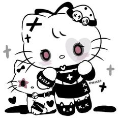 an image of a hello kitty and her kitten friend holding each other's hand