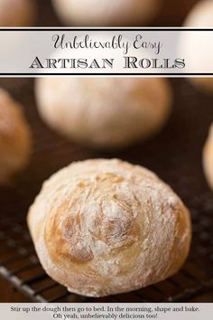 a close up of some bread on a cooling rack