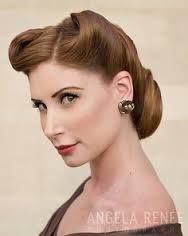 Image result for wartime hairstyles 1940s 1940s Updo, Cabelo Pin Up, Maquillage Halloween Simple, Vintage Updo, 50s Hairstyles, Victory Rolls, 1940s Hairstyles