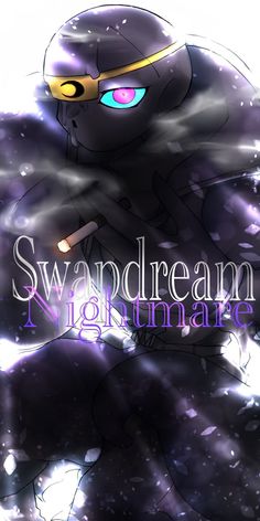 an anime character with the words swandream nightmares on it's chest and head