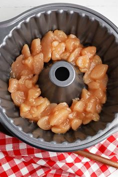 the bundt cake is ready to be baked in the oven and served with chopsticks