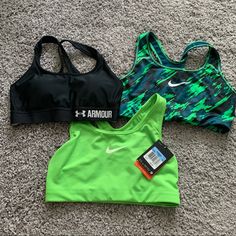 Lot Of 3 Women’s Medium Sports Bras. Two Nike (One Nwt). One Under Armor Worn Once. All 3 Are In Excellent Condition. Under Armor One Has Slight Padding. I’ve Been Pregnant For Three Years Straight And I Don’t See My Girls Ever Fitting Back Into Them Printed Sports Bra, 3 Women, Bra Brands, Padded Sports Bra, Nike Sports Bra, Pink Sports Bra, Nike Sports, Black Bra, Black Sports Bra