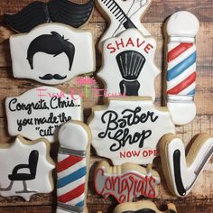 Bf Bday, Barber School, Grand Opening Party, Strawberry Cookies, Novelty Cakes, Graduation Cakes