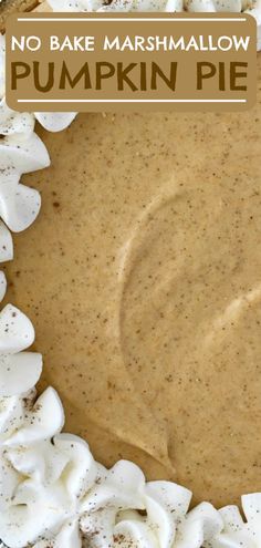 no bake marshmallow pumpkin pie with text overlay