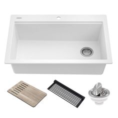 an image of a white sink and accessories