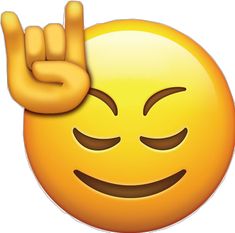 a yellow smiley face with two fingers up in the air