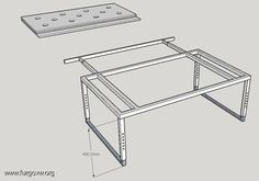 a drawing of a coffee table with measurements