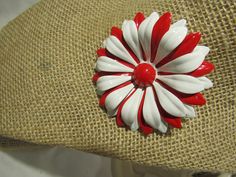 "the brooch is 2\"  long" White Enamel Brooches As Gifts, White Retro Brooches As Gift, Retro White Brooches As Gift, White Retro Brooch For Gift, White Retro Style Brooch For Gift, Vintage Red Enamel Brooches, Red Enamel Vintage Brooch, Retro White Flower Jewelry, Red Enamel Brooch