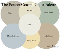 the perfect coastal color palette from living room to dining room, with four different colors