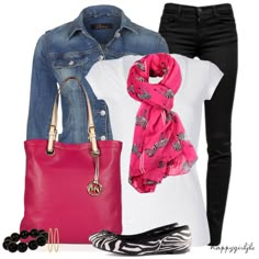 Hot Pink & Zebra Flats Zebra Scarf, Jeans Tshirt, Striped Shoes, Pink Scarf, Michael Kors Outlet, Mk Bags, Elegante Casual, White Zebra, Nike Roshe