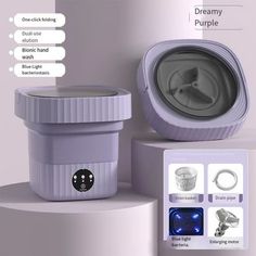 an image of a purple object with instructions on how to put it in the container