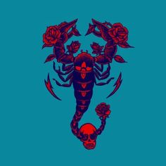 an image of a scorpion with roses on it