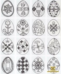 an old book with many different designs on the pages, including easter eggs and flowers