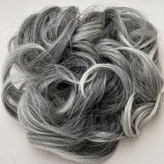 Mixed Gray Hair Pieces Scrunchy Real Salt and Pepper Hair Scrunchies Synthetic Hair that looks like real human hair Curly Hairpiece Messy Bun Curly Scrunchy Chignon for Women Elastic Hair Piece Messy Bun Ponytails Curly Scrunchy Chignon for Women Mix Very Natural Hair Shade Blend in your own hair really well Frequently Fake Hair Buns, Grey Hair Extensions, Messy Curly Hair, Grey Hair Pieces, Pepper Hair, Hair Shade, Trendy Updos, Curly Bun Hairstyles, Hair Messy