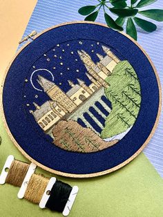 an embroidery project with some thread on it