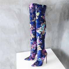 Item Type: Boots Pattern Type: Print Heel Height: Super High (8cm-up) Fashion Element: Flower Boot Height: Over-the-Knee Upper Material: Stretch Fabric Lining Material: poly urethane Heel Type: Thin Heels Outsole Material: Rubber Shaft Material: Stretch Fabric Insole Material: Polyurethane Closure Type: Slip-On Toe Shape: Pointed Toe Shoes Main Features: Fashion, Non-Slip, Comfortable, Free & Drop Shipping Heel Height: 12cm Boot Height: 64cm Hak Tinggi, Flower Boots, Elastic Boots, Stretch Boots, Floral Socks, Floral Boots, Sock Booties, Boots Patterns, Mid Boots