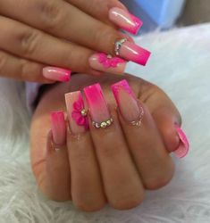 All Pink Nail Designs, Pink Graduation Nails Ideas, Pink Nail Designs For Prom, Pink Acrylic Nail Inspiration, Dark Pink Prom Nails, Pink Short Acrylic Nails Designs, Pink And Gold Nails Short, Pretty Gel Nail Designs, Nails 2024 Pink