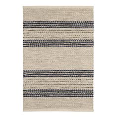 a rug with blue and white stripes on the bottom, in front of a white background