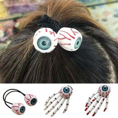 Description: Very creepy and scary eyeball and skeleton hand designs make this hair pin is so perfect for Halloween cosplay party. It is worthwhile to buy this hair clip because it can not only be used as a Halloween costume party hair accessory but also as a perfect holiday gift for families and friend. It is constructed of plastic, resin material. Length of this product is 7.5cm. It is suitable for dating, party, holiday, streetwear, Halloween cosplay, etc. Item Name: Hairpin Material: Plastic Scary Eyeball, Creepy Costume, Holiday Streetwear, Creepy Costumes, Halloween Hair Clips, Rope Hair, Halloween Costume Party, Party Hair Accessories, Party Hair