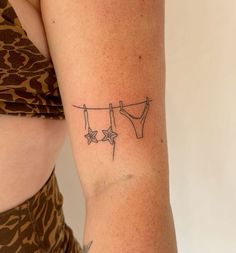 Bathing Suit Tattoo, Coordinated Tattoos, Swimming Pool Tattoo, Clothes Line Tattoo, Clothesline Tattoo, Aperol Spritz Tattoo, Matching Tattoos For Best Friends For 3, Croatia Tattoo, Bath Tattoo