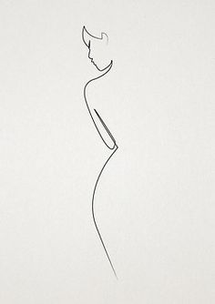 a line drawing of a woman in a dress