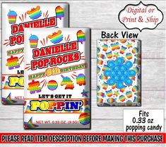 the back and front cover of an adult coloring book with rainbows, clouds, and cupcakes on it