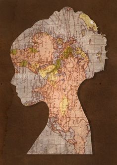 a woman's head with a map on it and the words, never let us keep