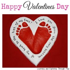 a valentine card with a heart shaped foot print on the bottom and words that read, happy valentine's day