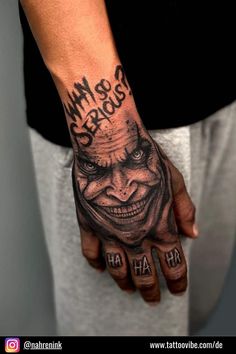 a man's hand with tattoos on it that says, i am always serious