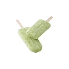 two popsicles with toothpicks sticking out of them on a white background