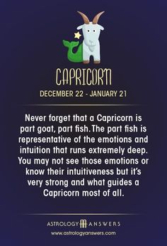 the caption for capricorn is written in white on a dark blue background