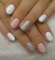 Shellac Nails, Dipped Nails, Glitter Nail Art, Trendy Nails, Nail Art Design, White Nails