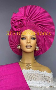 Nigeria Gele Style, Purple Gele Nigerian Fashion, Different Types Of Gele, Pink Gele Nigerian, Gele Headband, Hair Bonnet