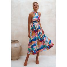 Note: Due To High Demand Dresses In Havana Print Will Take 4-5 Weeks To Be Made And Delivered If Not In Stock. Glowing Hera Is A Must-Have Multi-Way Midi Dress Offering Endless Styling Ideas For Your Casual And Elevated Evening Looks. Handcrafted From Floaty Rayon And Designed With Elasticated Waist This Easy-To-Wear Midi Number Will Flatter Your Figure And Will Give You A Sophisticated Look. Wear It With Strappies Or Low Heel Sandals Depending On The Occasion. -Content: 100% Rayon -Hand Wash Wa Vibrant Halter Neck Spring Dress, Multicolor Halter Neck Midi Dress For Day Out, Infinity Dress, Convertible Dress, Low Heel Sandals, Neck Ties, Styling Ideas, Womens Clothing Sizes, Heel Sandals