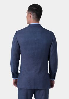 Jacket & pants included. Vest optional. Delivered in as little as two weeks. Covered by our Free Remake Guarantee. Complete the look with Shirts, Ties & Squares. Navy Fitted Suit With Long Sleeves, Navy Fitted Long Sleeve Suit, Navy Fitted Long-sleeve Suits, Elegant Blue Double Breasted Suit For Semi-formal Occasions, Navy Fitted Suit For Wedding, Fitted Navy Suit For Wedding, Fitted Blue Suit In Suiting Fabric, Blue Fitted Suit In Suiting Fabric, Navy Fitted Wedding Suit