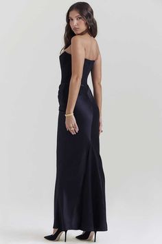 Strapless Patchwork Fishtail Maxi Dress – FancyAdd Satin Bustier, Maxi Rok