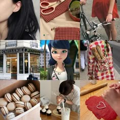 a collage of photos with dolls, food and other things to make it look like they are in love