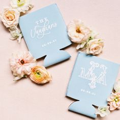 Light blue personalized wedding koozies Custom Koozies Wedding, Sydney Photography, Wedding Koozies, Custom Koozies, Event Favors, Electronics Design, Can Coolers, Personalized Party, Custom Party