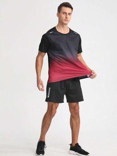 Red Athleisure T-shirt For Summer, Red Sports T-shirt For Summer, Red Breathable Tops For Summer, Red Breathable Summer Tops, Red Stretch Sports T-shirt, Red Stretch T-shirt For Sports, Casual Red Crew Neck Activewear, Sporty Red Crew Neck Activewear, Red Short Sleeve Workout Activewear