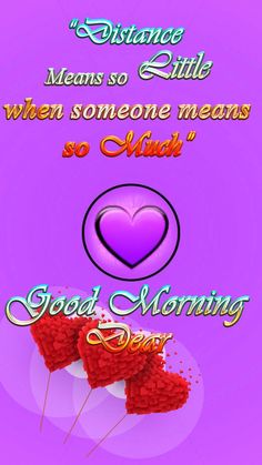 two hearts with the words good morning dear on it, and an image of a pink background