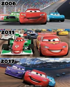 the cars are in different stages of racing