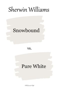 the words snowbound and pure white are shown in two different font styles, one for each