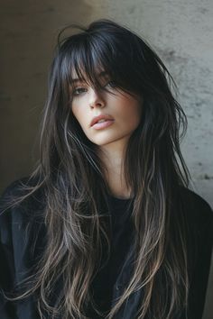 Long Wavy Hair Haircut, Bridal Guest Hairstyles, Layered Hair With Side Bangs, Long Layered Hair With Side Bangs, Hair With Side Bangs, Hairstyle With Bangs, Long Hair Cut Short, Long Side Bangs, Side Bangs Hairstyles