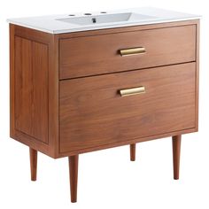 a bathroom vanity with two drawers and a sink