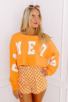 - Gear up for game day with this trendy crop sweatshirt! It's the perfect piece for cheering on your team or adding a sporty chic vibe to your casual wardrobe. Get the Game Day essentials for the team the Texas Longhorns - Unlined lightweight sweatshirt material with unfinished frayed seam accents - 'GAME DAY' lettering across the sleeves and front - A boat cut neckline - Long sleeves with ribbed cuffs - An ultra relaxed silhouette that ends in a cropped hemline - This piece is perfect for fans Sporty Crop Top For College In Spring, Team-colored Tops For Fall With Team Spirit, Spring Game Day Tops With Team Spirit, Team Spirit Top For Game Day In Spring, Team Spirit Game Day Top For Spring, Sporty Tops For Game Day In Fall, Athleisure Tops For College In Spring, Spring Athleisure Tops For College, College Spirit Tops For Spring