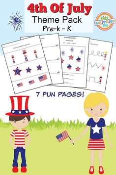 the fourth of july theme pack for preschool and prek - k includes four activities