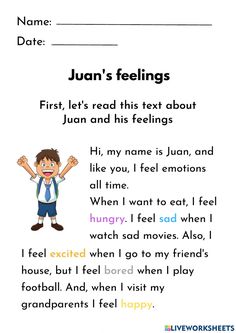 Feelings and emotions online worksheet for 4th. You can do the exercises online or download the worksheet as pdf. Feelings Games For Kids, Feeling And Emotions Activities, Feelings Worksheet Preschool, Emotion Worksheets For Kids, Emotions Worksheet Preschool