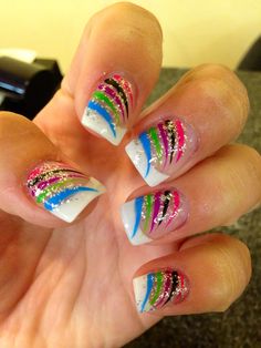 Striped Nail Designs, Nail Art Stripes, Gel Nail Art Designs, Fingernail Designs, Fancy Nails Designs, Striped Nails, Pretty Nail Art Designs, Colorful Nail Designs, Nail Designs Glitter