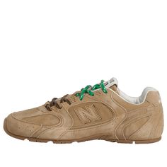 (WMNS) New Balance x Miu Miu 530 Suede Mesh 'Ecru' 5E165E-Z5O-F0379 New Balance Brown Sole, Miu Miu New Balance, Womens New Balance Shoes, Miu Miu Sneakers, Natural Color Palette, Shoes Fall, Modern Tech, Nature Color Palette, Miu Miu Shoes