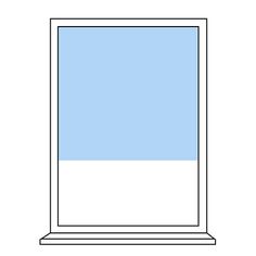 a line drawing of a laptop computer with blue screen and white back ground, viewed from the front